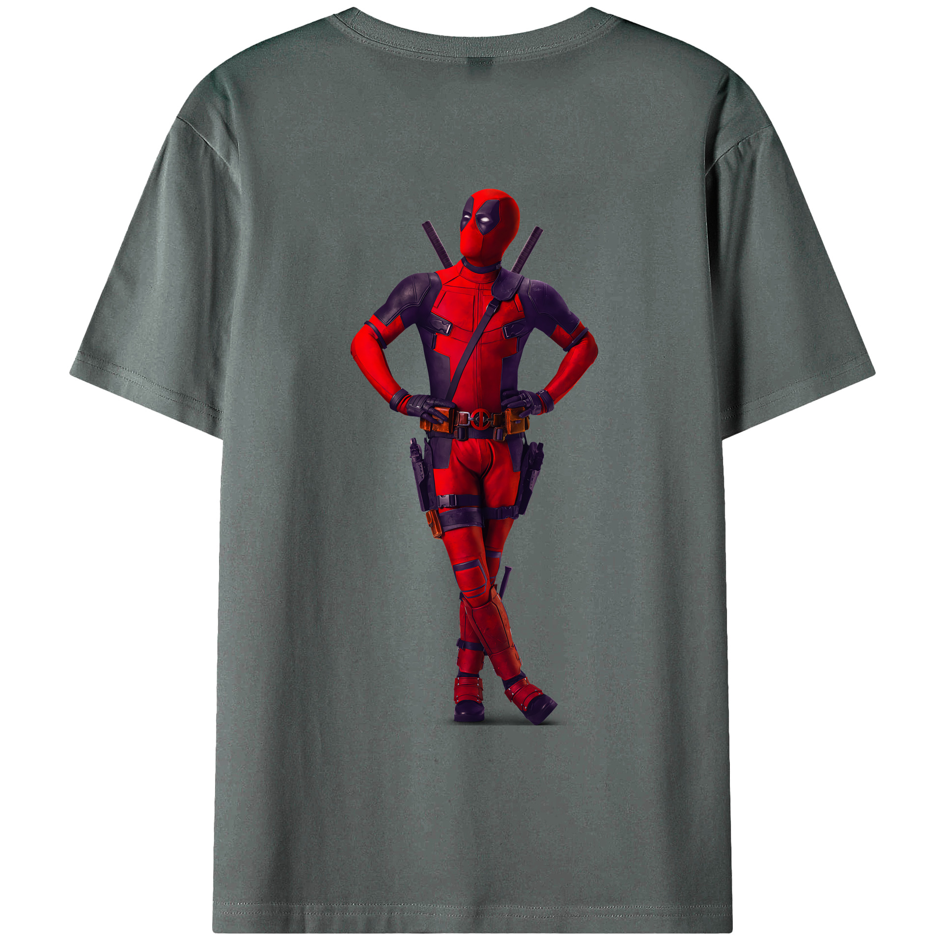 （画像用） Deadpool デッドプール 綿100％ メンズ半袖Tシャツ（バックプリント） 通気性